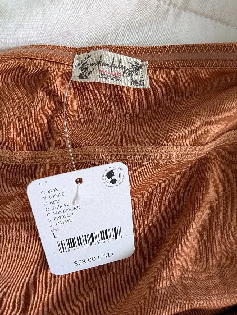 NWT Free People Twist Front Strapless Top in Burnt Orange